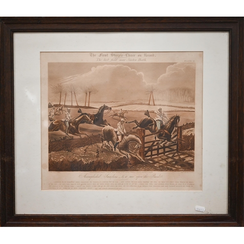 346 - Set of four Alken steeplechase prints; 'North Country Mail's at the Peacock, Islington' and 'A view ... 