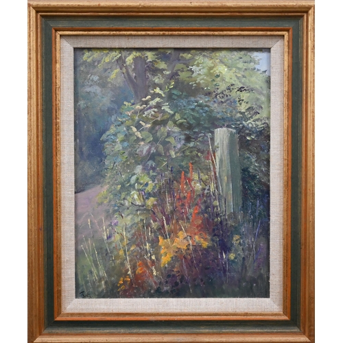 351 - Mixed oils - Joan Ross - 'Bush Scene', oil on board, signed and dated '89, 19.5 x 14 cm; Phyllis Aco... 