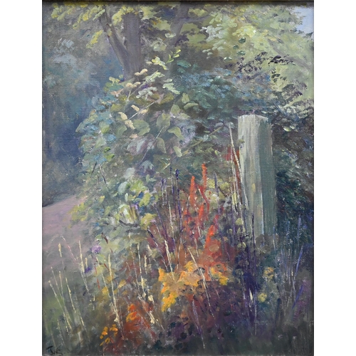 351 - Mixed oils - Joan Ross - 'Bush Scene', oil on board, signed and dated '89, 19.5 x 14 cm; Phyllis Aco... 