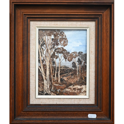 351 - Mixed oils - Joan Ross - 'Bush Scene', oil on board, signed and dated '89, 19.5 x 14 cm; Phyllis Aco... 