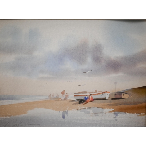 357 - Tony Smibert - Australian coastal view, watercolour, signed, 25 x 35 cm to/w John Hume - A pair of w... 