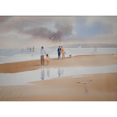 357 - Tony Smibert - Australian coastal view, watercolour, signed, 25 x 35 cm to/w John Hume - A pair of w... 