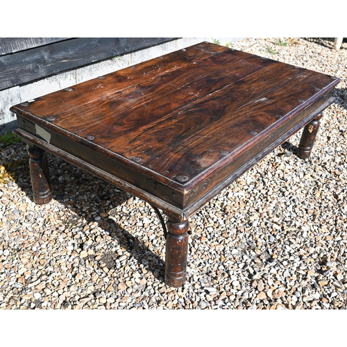 362 - An Indian stained hardwood Thakat coffee table, 120 cm wide x 78 cm deep x 40 cm high