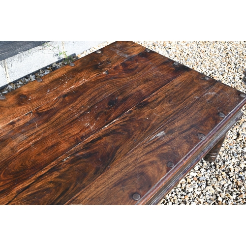 362 - An Indian stained hardwood Thakat coffee table, 120 cm wide x 78 cm deep x 40 cm high