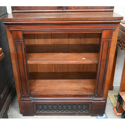 365 - # A mahogany open bookcase with associated glazed two-door top, 80 cm wide x 48 cm deep x 208 cm hig... 