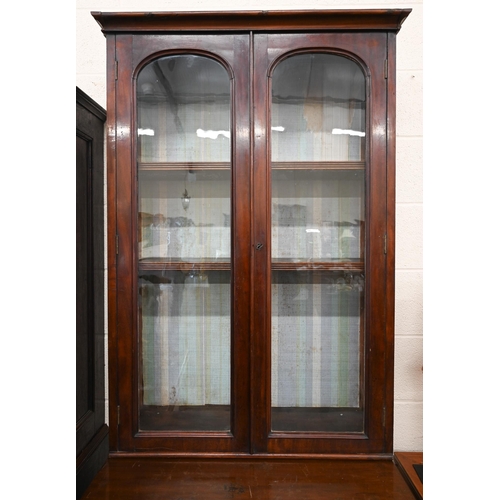 365 - # A mahogany open bookcase with associated glazed two-door top, 80 cm wide x 48 cm deep x 208 cm hig... 