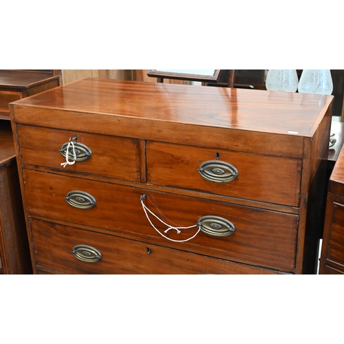 372 - A 19th century mahogany chest of two short over three long drawers, 92 x 43 x 98 cm high