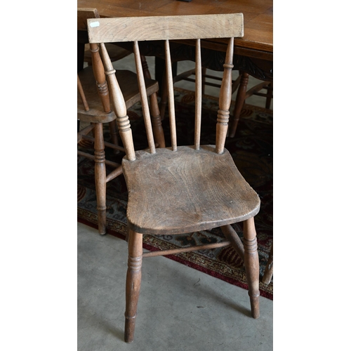 387 - Seven antique provincial elm and beech comb-back dining chairs (7)