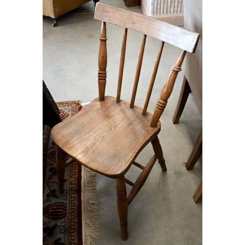 387 - Seven antique provincial elm and beech comb-back dining chairs (7)