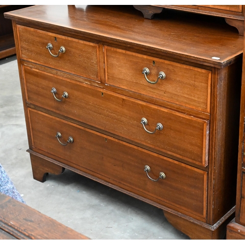 399 - An Edwardian walnut and satin banded dressing chest, 110 x 50 x 140 cm