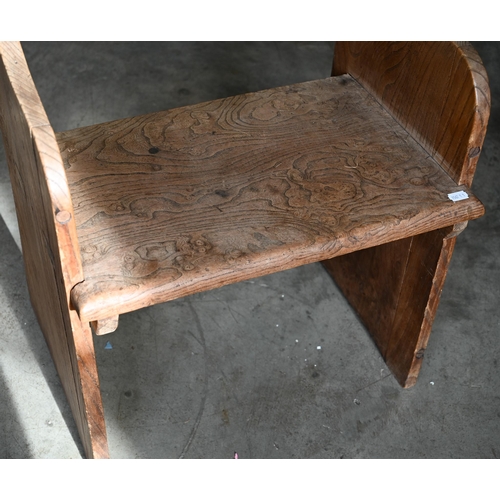 428 - An antique elm hall chair