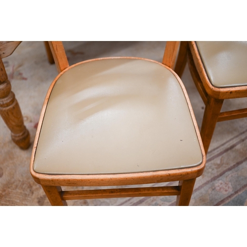 434 - Four vintage beech dining chairs (non-compliant seats removed)