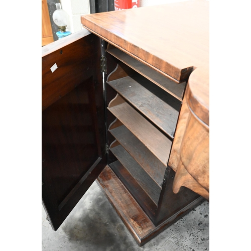 444 - A 19th century carved mahogany twin pedestal sideboard in one piece, 188 x 70 x 92 cm high