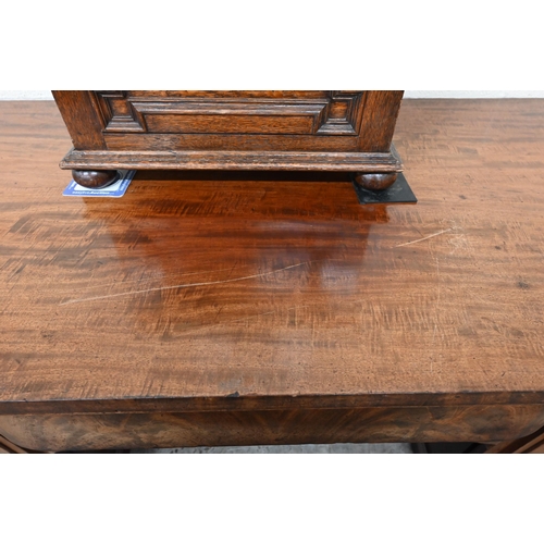 444 - A 19th century carved mahogany twin pedestal sideboard in one piece, 188 x 70 x 92 cm high