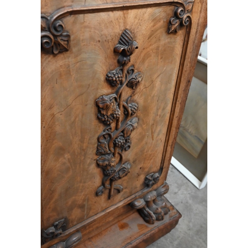 444 - A 19th century carved mahogany twin pedestal sideboard in one piece, 188 x 70 x 92 cm high