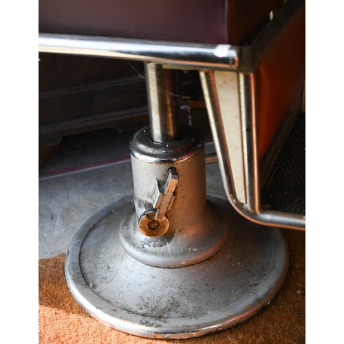 460 - A vintage red vinyl barber's chair, a/f