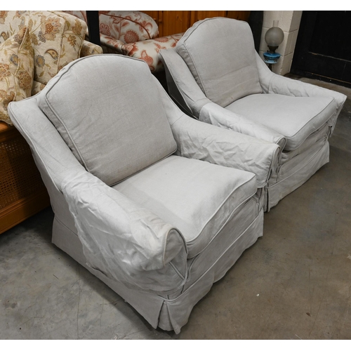 472 - A pair of Everest Furniture of Long Eaton Nottingham armchairs with grey linen loose covers (and ext... 