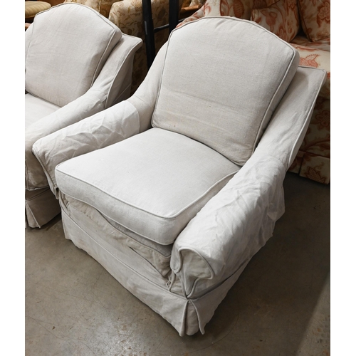 472 - A pair of Everest Furniture of Long Eaton Nottingham armchairs with grey linen loose covers (and ext... 