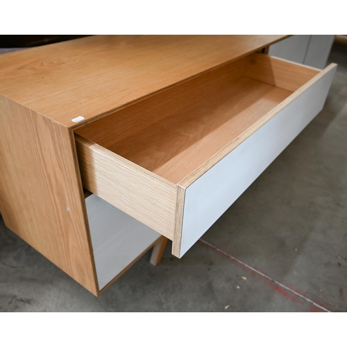 477 - A large modern sideboard with three drawers and two cupboards, 200cm wide