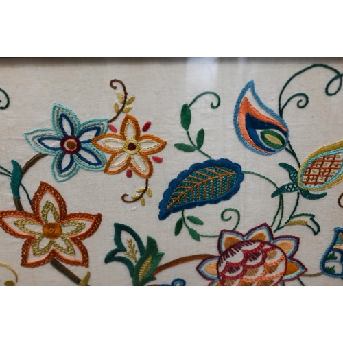 482 - # A fire screen with floral-embroidered panel, 61 x 49cm