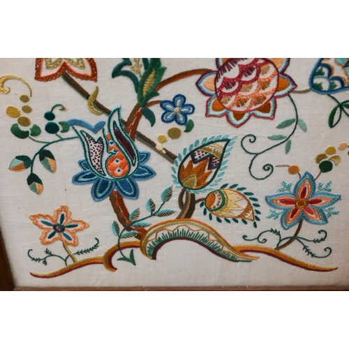 482 - # A fire screen with floral-embroidered panel, 61 x 49cm