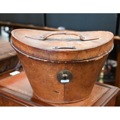 505 - A leather hat box to/w a Union Jack small trunk, a wicker basket, copper kettle, 2 brass candlestick... 