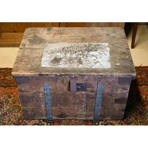 511 - An iron-bound wooden trunk