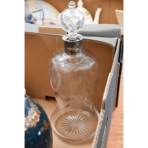 52 - A late Victorian Royal Crown Derby Porcelain Co Ltd ovoid blue-ground vase with gilt floral decorati... 