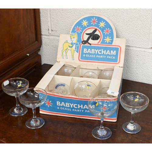 63 - Ten Babycham glasses (6 boxed)