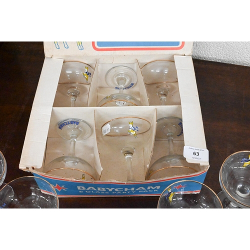 63 - Ten Babycham glasses (6 boxed)