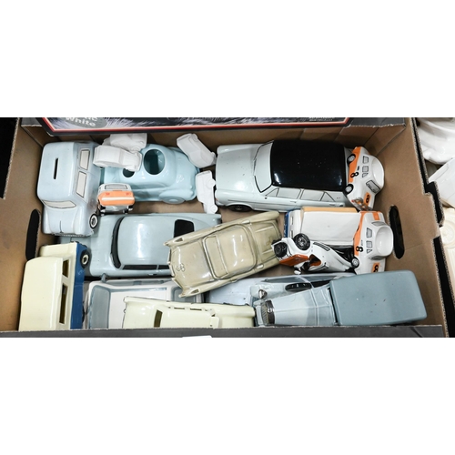 74 - Three boxes of novelty ceramic model vehicles - some boxed - including money boxes, decanters etc (3... 