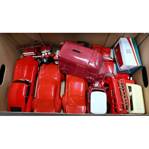 78 - Three boxes of novelty ceramic model vehicles - many of them money-boxes (3)