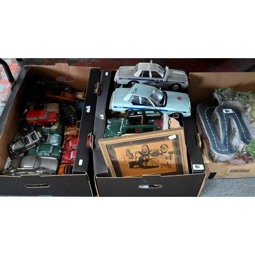 80 - Four boxes of novelty ceramic model vehicles, money boxes - some bxoed etc