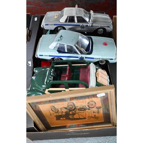 80 - Four boxes of novelty ceramic model vehicles, money boxes - some bxoed etc