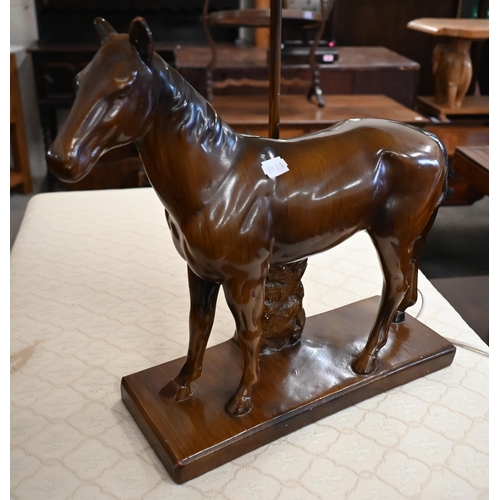 89 - A bronzed ceramic 'horse' table lamp