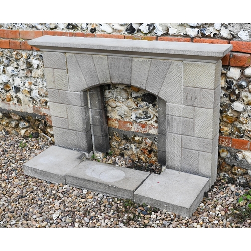 426 - # A cast stone fire surround with hearth, 92h x 135cm w o/a