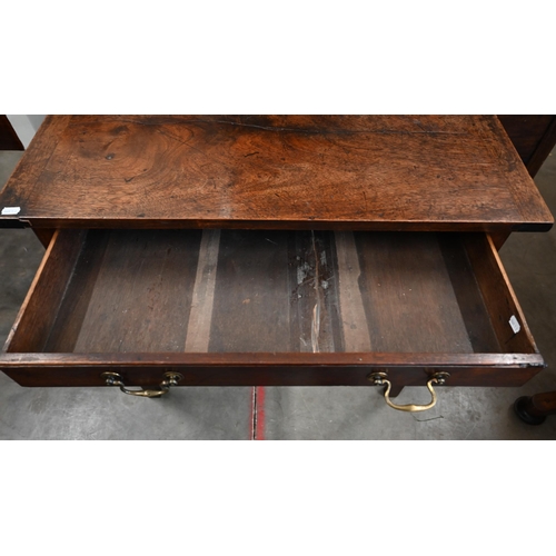 1 - A 19th century fruitwood hall table with single frieze drawer raised on chamfered square supports, 8... 