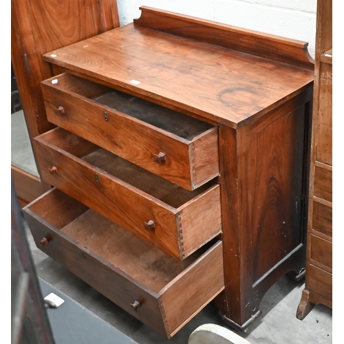 102 - An Indian rosewood chest of three long drawers, 102 cm wide x 50 cm deep x 100 cm high