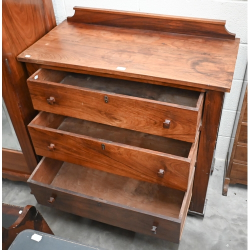 102 - An Indian rosewood chest of three long drawers, 102 cm wide x 50 cm deep x 100 cm high