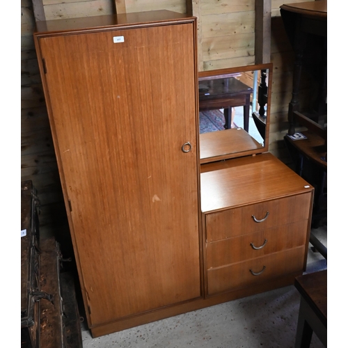 107 - Mid-century teak wardrobe dressing chest by Meredew Furniture, 120 cm wide x 46 cm deep x 154 cm hig... 