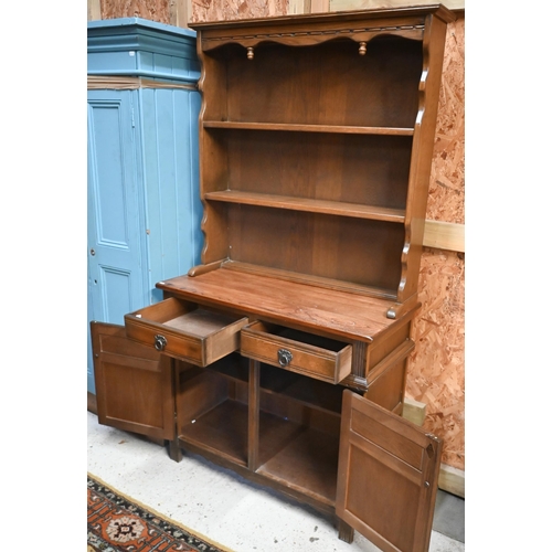 113 - An Old Charm style carved oak dresser, 94 cm wide x 44 cm deep x 176 cm high