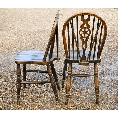 117 - Pair of ash and elm wheelback side chairs to/w antique provincial spindle back chair (3)