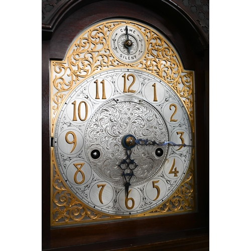 13 - 'James Hardy & Co, Edinburgh', a modern mahogany longcase clock with brass and silvered dial wit... 