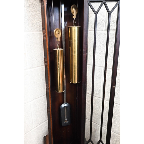 13 - 'James Hardy & Co, Edinburgh', a modern mahogany longcase clock with brass and silvered dial wit... 