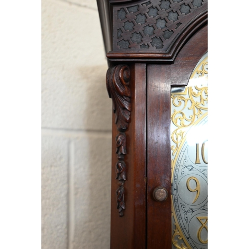 13 - 'James Hardy & Co, Edinburgh', a modern mahogany longcase clock with brass and silvered dial wit... 