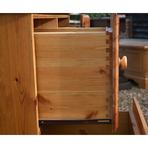 133 - A stained pine four drawer filing chest, 100 cm x 50 cm x 86 cm high