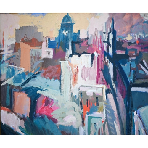 An extensive cityscape with citadel, oil on canvas 94 x 116 cm