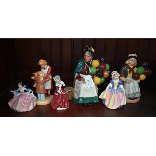 392 - Five Royal Doulton figures - 'The Balloon Seller' HN 1315, 'Balloon Lady' HN 2935, 'Dinky Do' HN 167... 