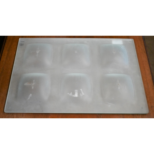 401 - # An Italian design Contento frosted glass tray with six integral bowls of clear glass cover, 30.5 x... 