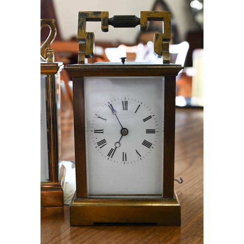 404 - A Garrard & Co. Ltd carriage clock (1984), 15 cm o/a, to/w another carriage clock, repeat-striki... 